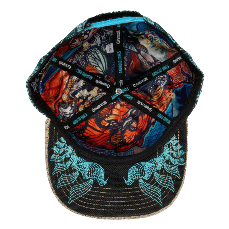 Grassroots - Android Jones Tiger Swallowtail V2 Woven Blue Snapback - Large/XL - The Cave