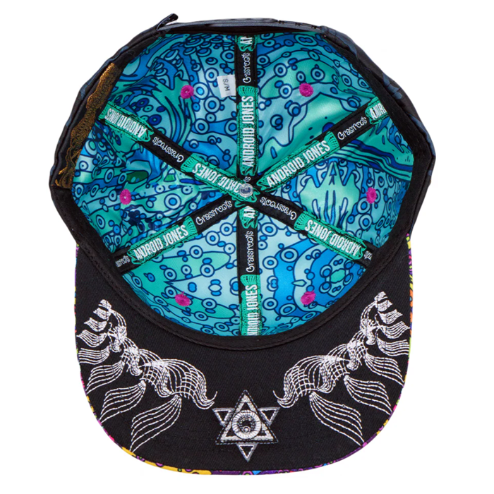 Grassroots - Android Jones Kilgore Trout Coral Black Snapback Hat - Small/Medium - The Cave