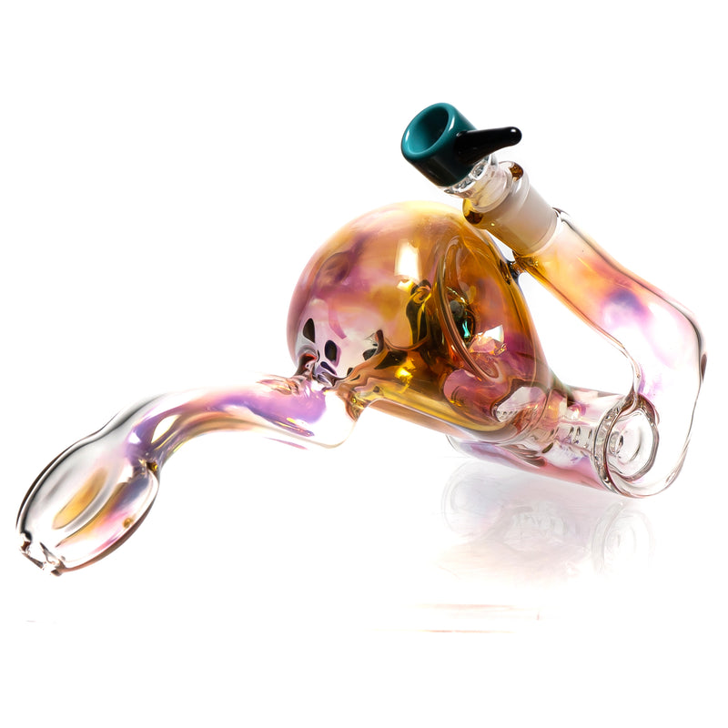 Ben Wilson - Triple Donut Inline Bubbler - Laydown - Fume w/ Color Accents - The Cave