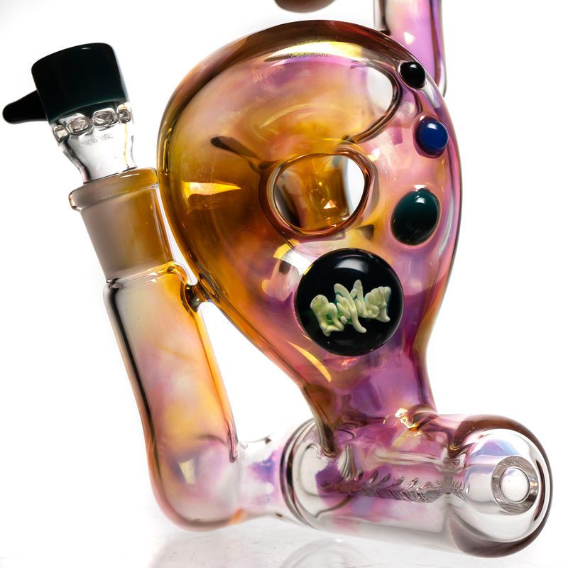 Ben Wilson - Triple Donut Inline Bubbler - Laydown - Fume w/ Color Accents - The Cave