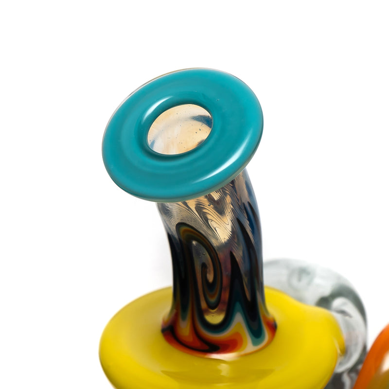 Ben Wilson - Triple Donut Inline Recycler Puffco Peak Top - Multi Color w/ Linework - The Cave