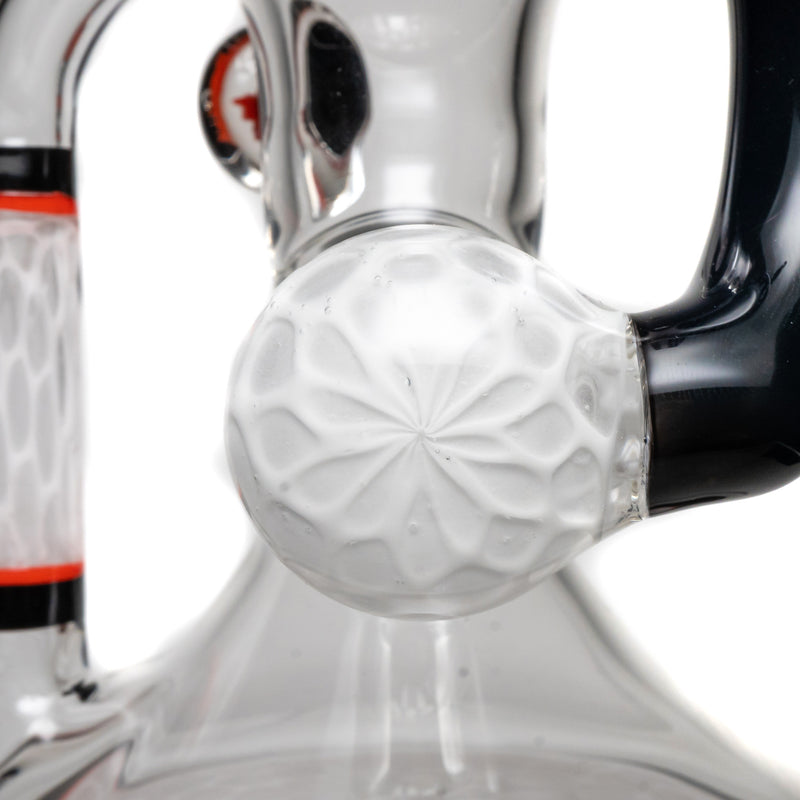 Ben Wilson - Hollow Foot Inline Recycler w/ Triple Donut Perc - White Honeycomb w/ Black & Orange - The Cave