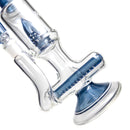 Ben Wilson - Hollow Foot Inline Recycler w/ Triple Donut Perc - Dark Blue Satin w/ White - The Cave