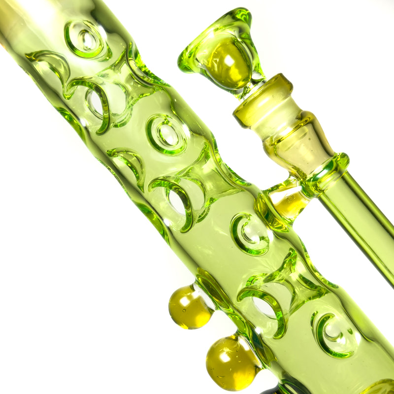 Davin Titland - Mini Straight Tube - 3 Seal Network w/ Dimples - Trans. Green & UV Citrine - The Cave