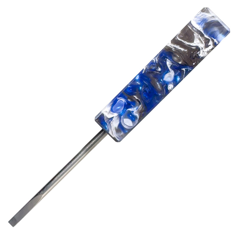 DunkinDabber - Flat Head Dabber - Blue & Grey Pourcasso Resin - 4 5/8" - The Cave