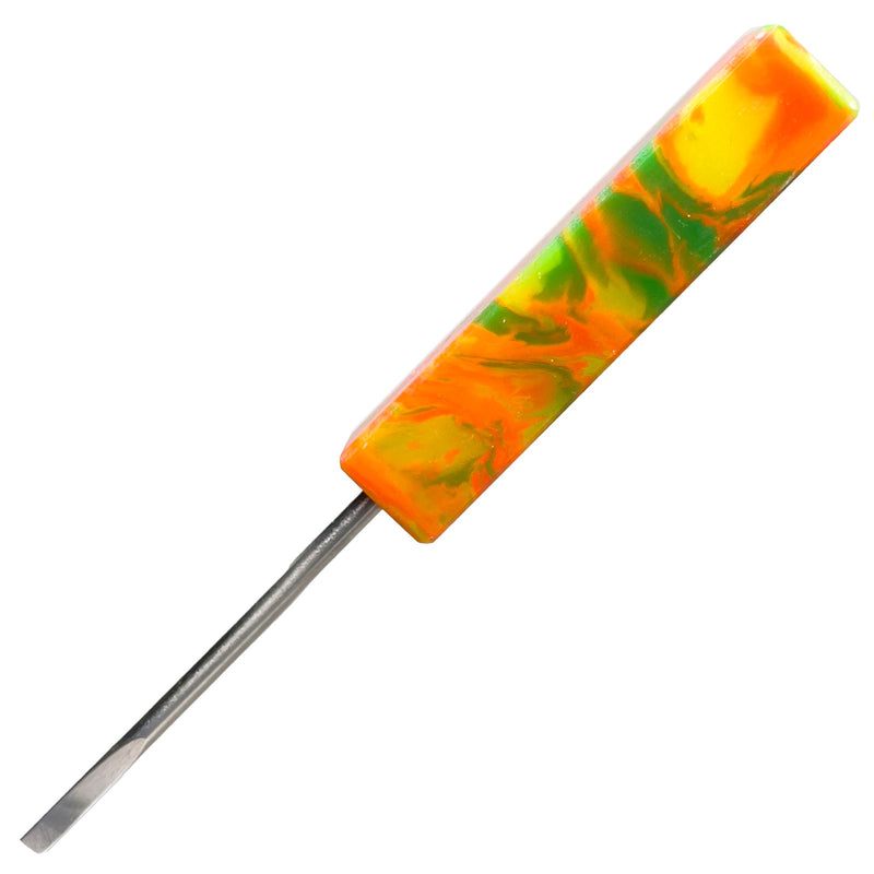 DunkinDabber - Flat Head Dabber - Dark Orange & Green Pourcasso UV - 4 7/8" - The Cave