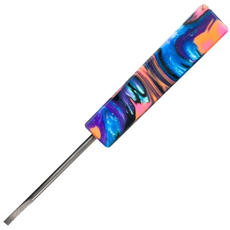 DunkinDabber - Flat Head Dabber - Pink & Orange Pourcasso UV - 5 1/8"