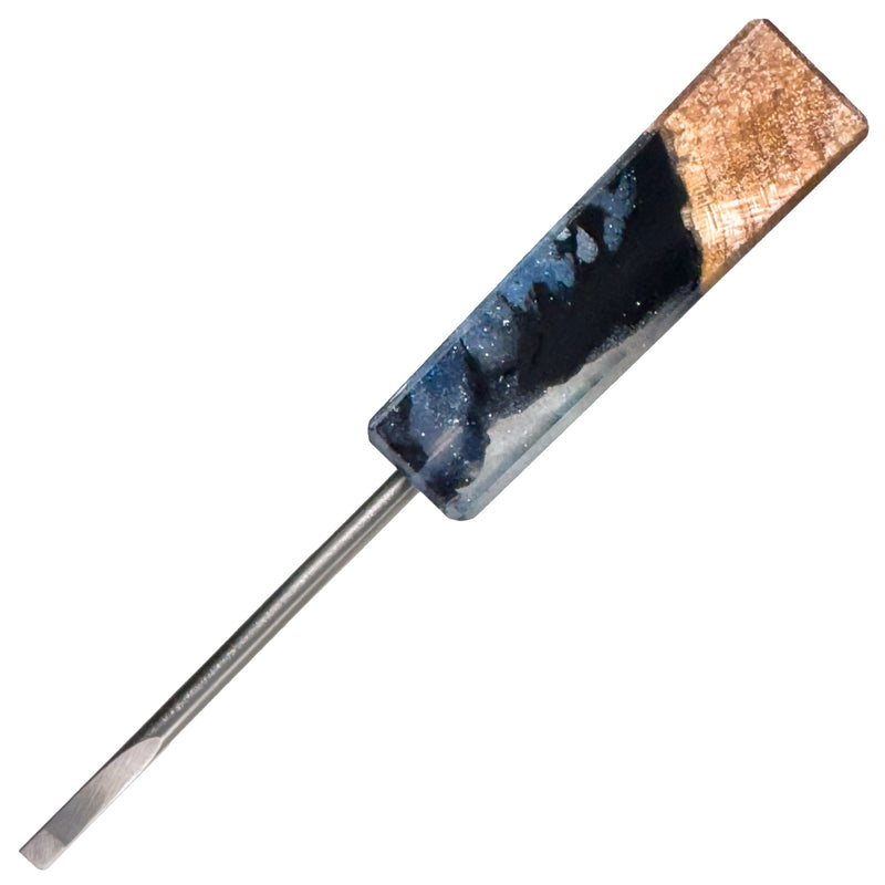 DunkinDabber - Mini Flat Head Dabber - Sparkle Pourcasso Resin + Burl - 4 1/4" - The Cave