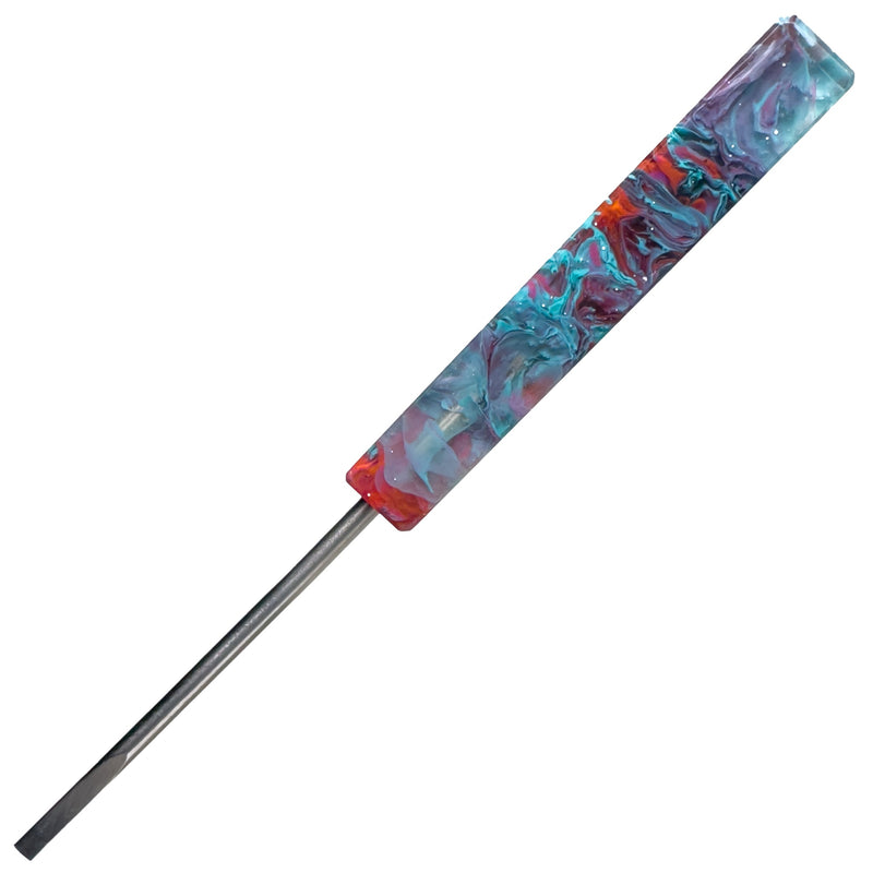 DunkinDabber - Flat Head Dabber - Blue & Red Kaotics Artworks Resin - 5 5/8" - The Cave