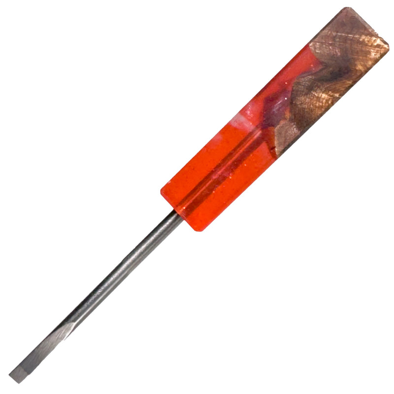 DunkinDabber - Mini Flat Head Dabber - Red Pourcasso Resin + Burl - 4" - The Cave