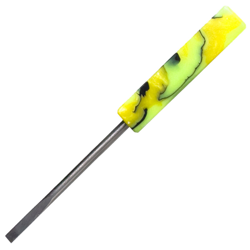 DunkinDabber - Mini Flat Head Dabber - Green & Yellow Pourcasso - 4" - The Cave