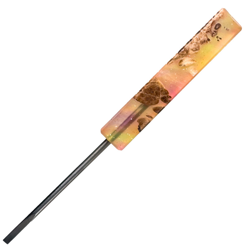 DunkinDabber - Flat Head Dabber - Pourcasso UV + Burl - 5 3/4" - The Cave