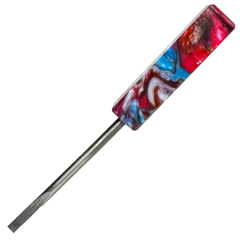 DunkinDabber - Mini Flat Head Dabber - Red, White & Blue Pourcasso - 3 3/4" - The Cave