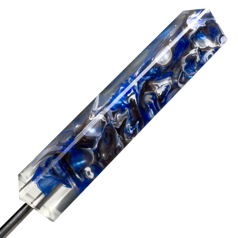 DunkinDabber - Flat Head Dabber - Blue & Grey Pourcasso Resin - 5 5/8" - The Cave