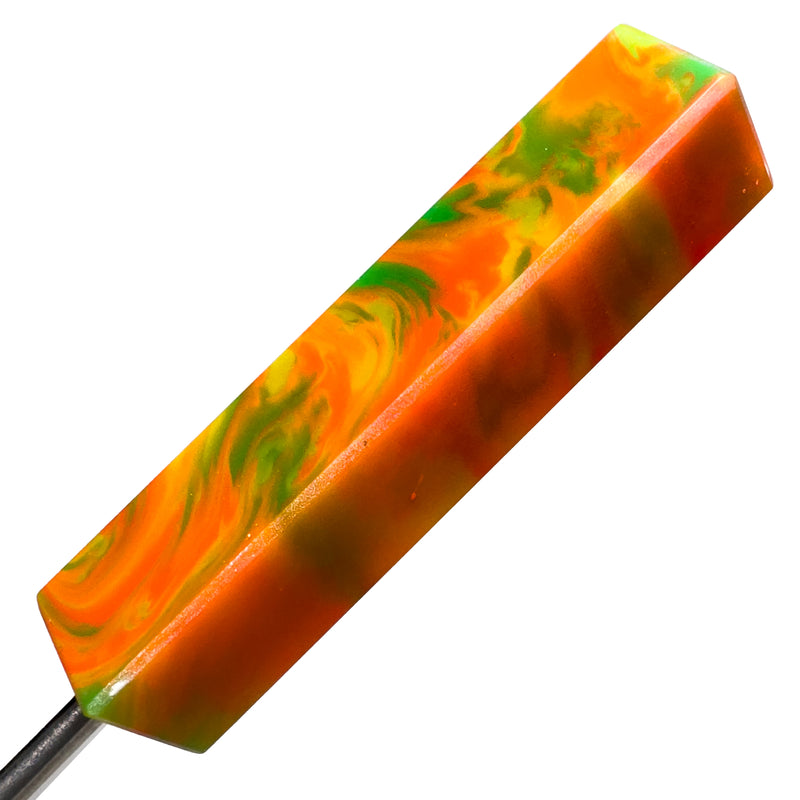 DunkinDabber - Flat Head Dabber - Dark Orange & Green Pourcasso UV - 4 7/8" - The Cave