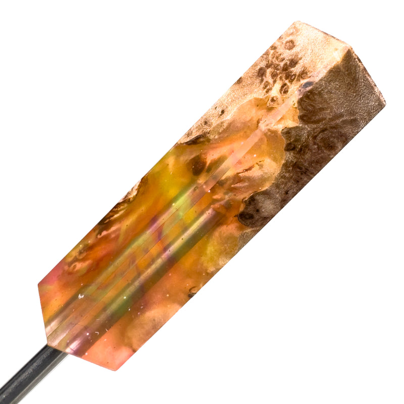 DunkinDabber - Flat Head Dabber - Orange Pourcasso Resin + Burl - 4 1/4" - The Cave