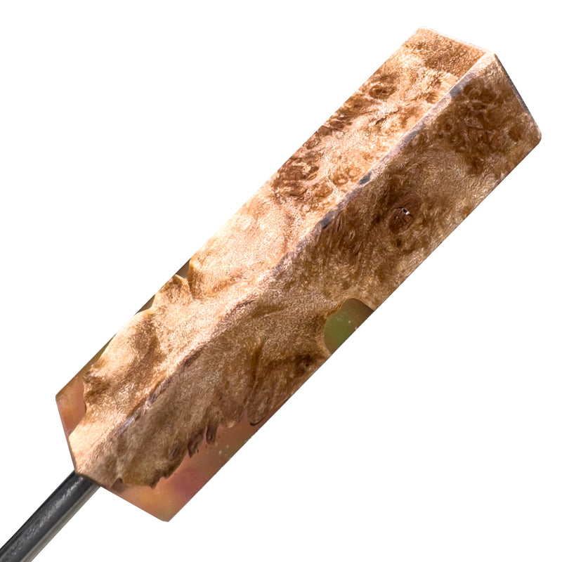 DunkinDabber - Flat Head Dabber - Orange Pourcasso Resin + Burl - 4 1/4" - The Cave