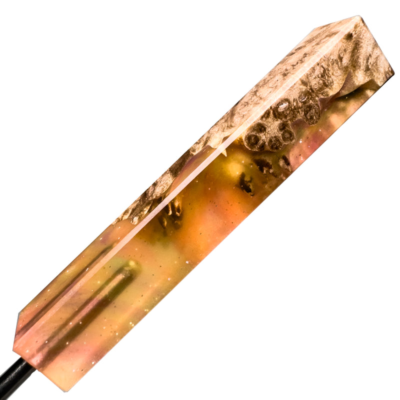 DunkinDabber - Flat Head Dabber - Orange Pourcasso Resin + Burl - 5 1/2" - The Cave