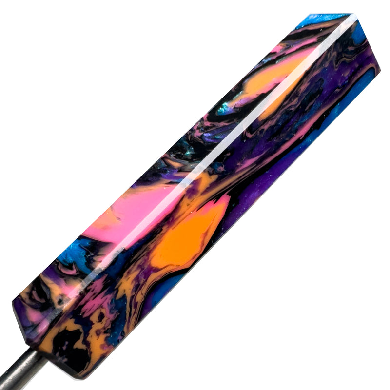 DunkinDabber - Flat Head Dabber - Pink & Orange Pourcasso UV - 5 1/8"