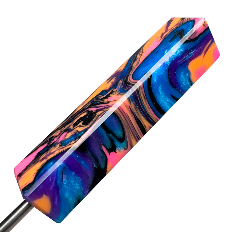 DunkinDabber - Flat Head Dabber - Pink & Orange Pourcasso UV - 5 1/8"