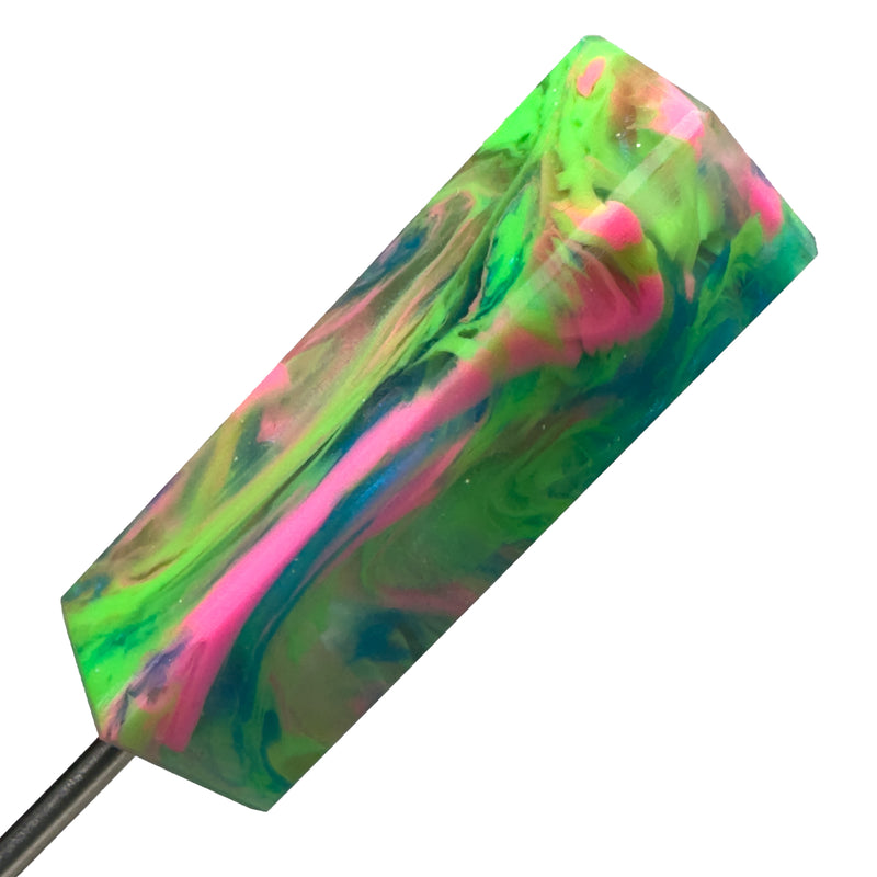 DunkinDabber - Flat Head Dabber - Green, Blue & Pink Pourcasso UV - 4 3/4" - The Cave