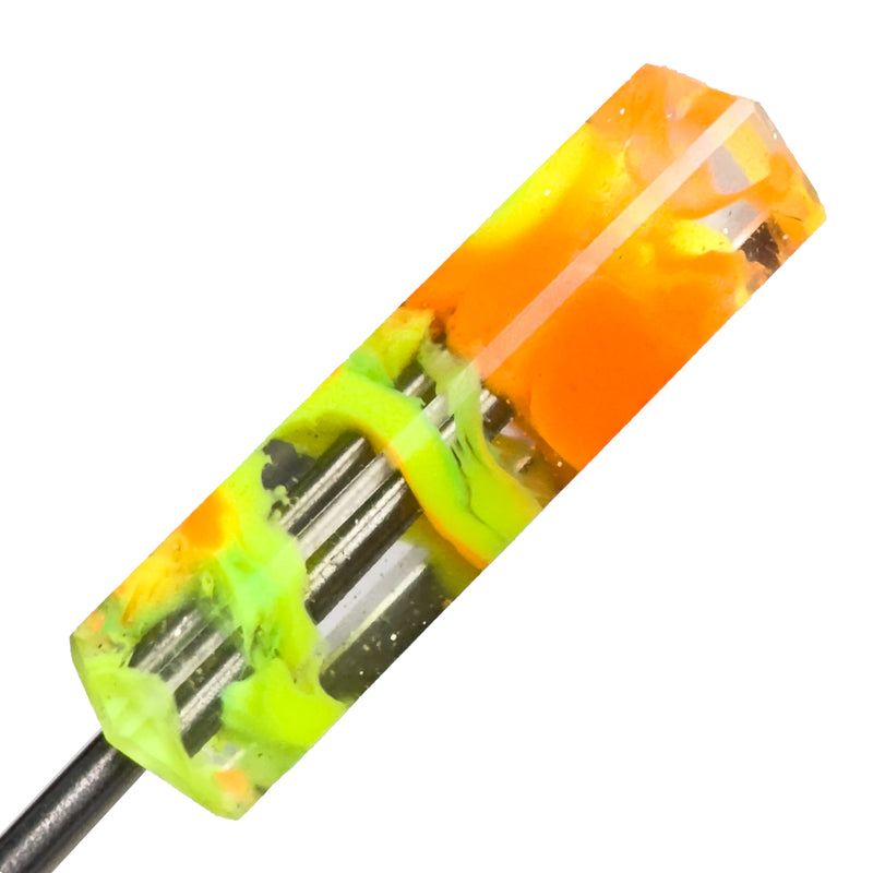 DunkinDabber - Mini Flat Head Dabber - Pourcasso Green & Orange UV - 3 3/4" - The Cave