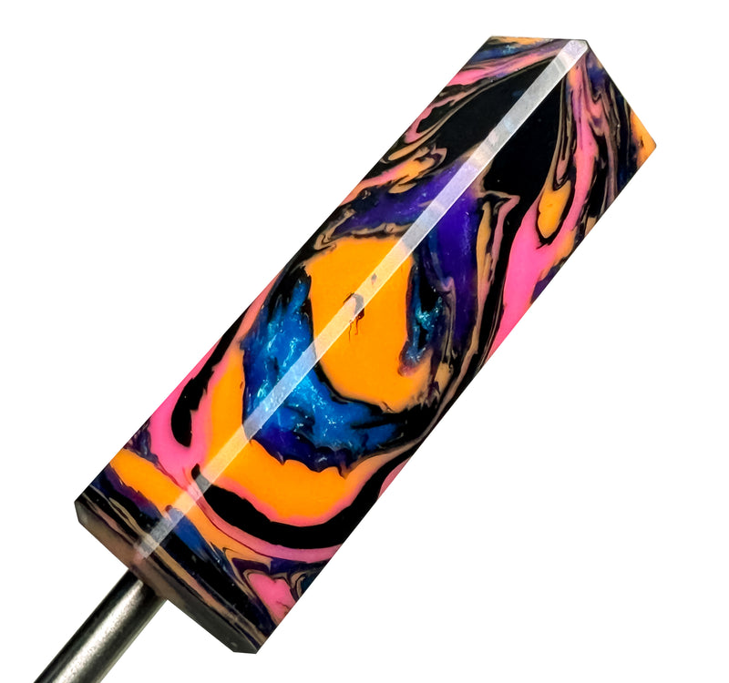 DunkinDabber - Mini Flat Head Dabber - Pink & Orange Pourcasso UV - 3 5/8" - The Cave