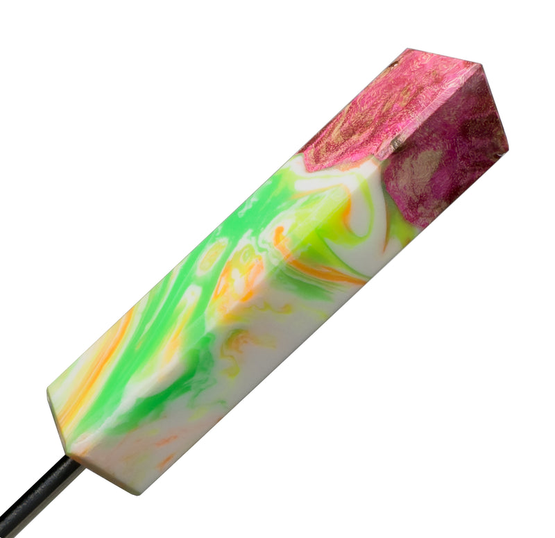 DunkinDabber - Flat Head Dabber - Green & White Pourcasso UV + Pink Burl - 5 3/8" - The Cave