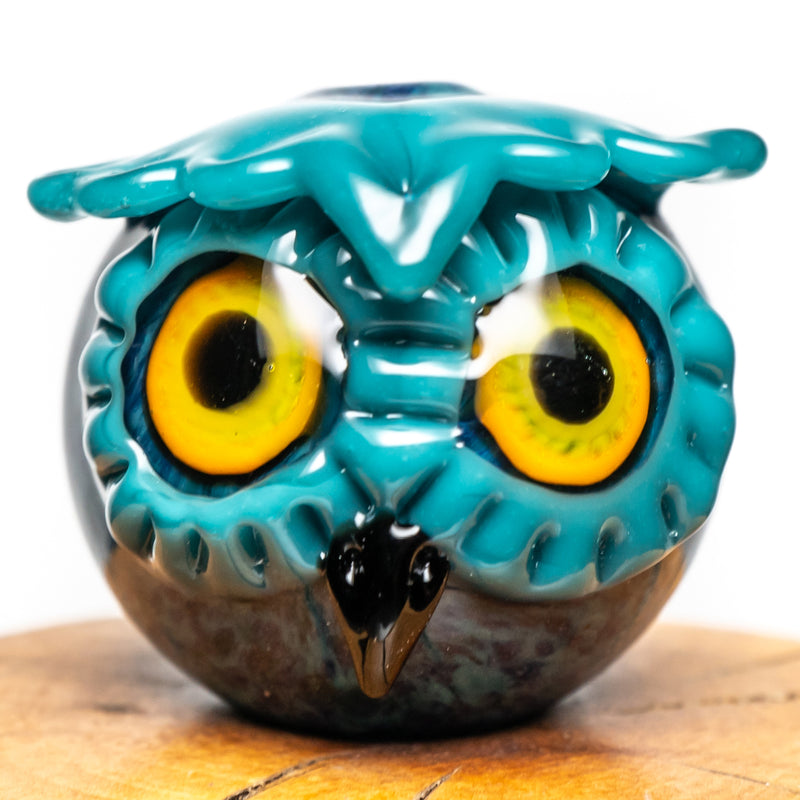 Four Winds Flameworks - Owl Bubble Cap - Blue Frit - The Cave