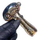 Greenlite - Heavy Spoon - Flat Mouth - Fume w/ Twist Cane & Blue Honeycomb