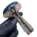 Greenlite - Heavy Spoon - Flat Mouth - Fume w/ Twist Cane & Blue Honeycomb