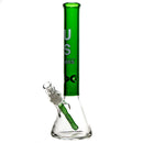US Tubes - 16" Beaker 50x7 w/ 24mm Joint - Green Neck - White & Green Vertical Label - The Cave