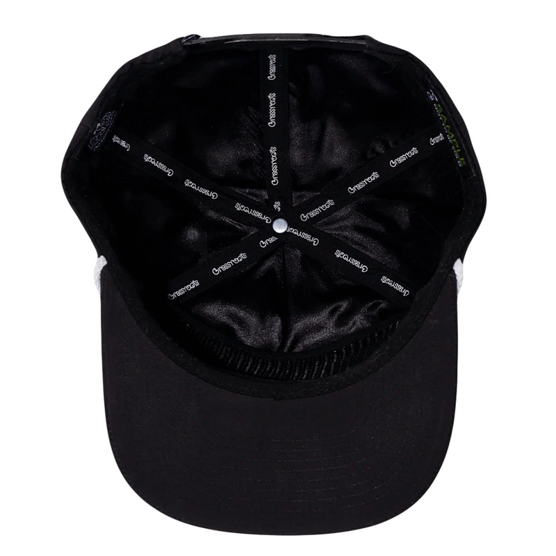 Grassroots - Golfroots Script Black Unstructured Snapback Hat - Large/XL - The Cave
