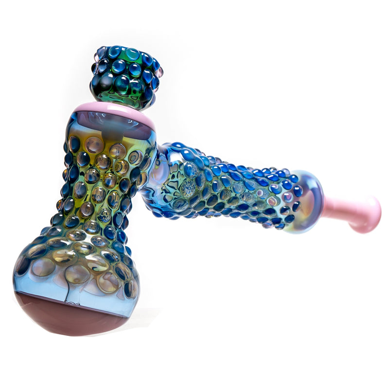 Goo Roo Designs - 16" Hammer Bubbler - Milky Pink, Blue & Fume - The Cave