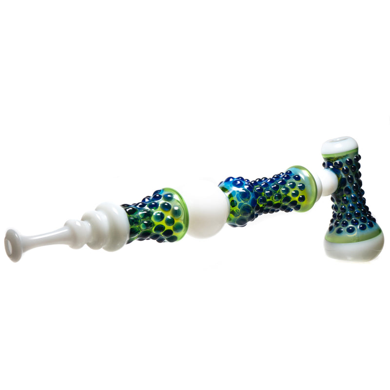 Goo Roo Designs - 23" Hammer Bubbler - Green Blue & White w/ Cobalt - The Cave