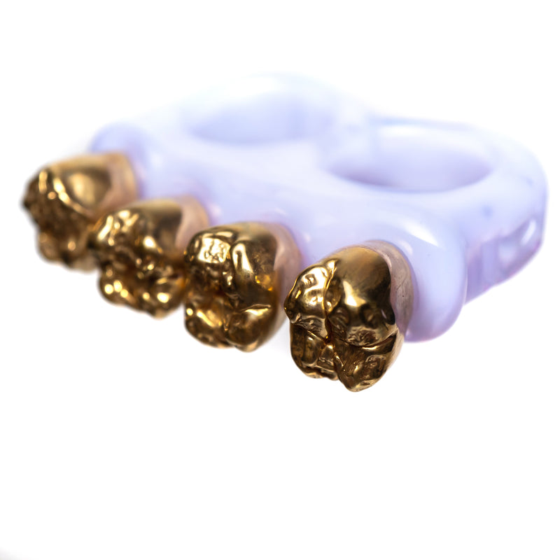 Zii - 2 Finger Ring - Pink w/ Gold Teeth - The Cave