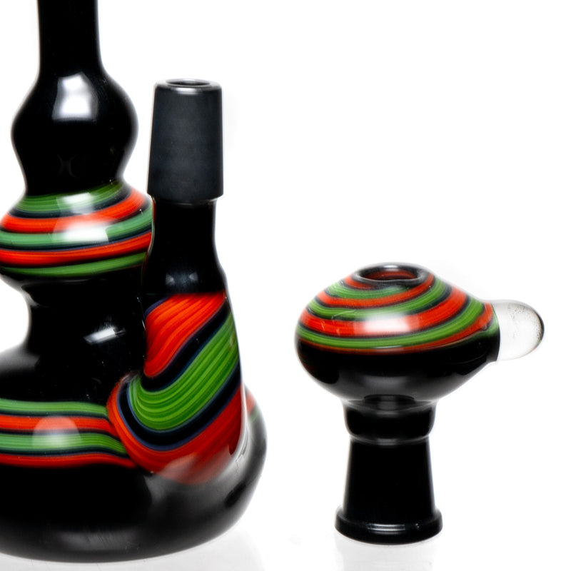 Barto - Fixed Mini Rig -  Black w/ Green & Orange Swirl