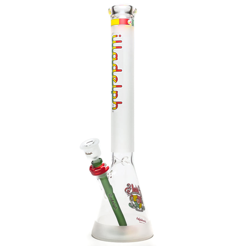 Illadelph - Medium Beaker - Frosted Signature Series - Rasta & White - The Cave