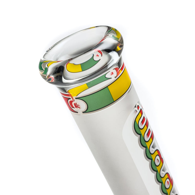 Illadelph - Medium Beaker - Frosted Signature Series - Rasta & White - The Cave