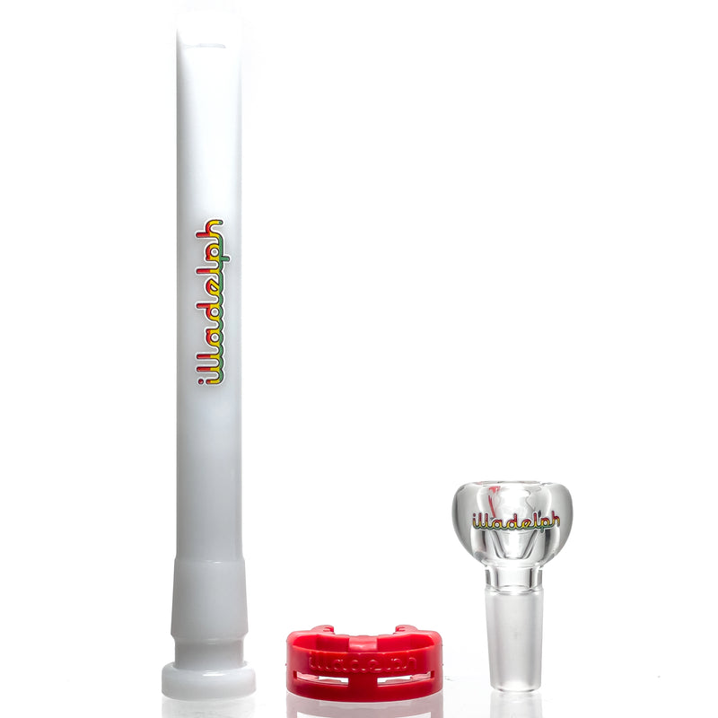 Illadelph - Medium Beaker - Rasta & White 5mm - The Cave