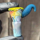 KJH Glass - Martini Slide W/ Worked Joint - 4-Hole - 14mm - Rainbow & Greens