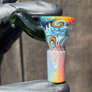 KJH Glass - Martini Slide W/ Worked Joint - 4- Hole - 14mm - Rainbow Ice
