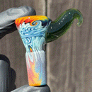 KJH Glass - Martini Slide W/ Worked Joint - 4- Hole - 14mm - Rainbow Ice