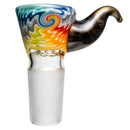 Kevin Howell - Martini Slide - 4 Hole - 18mm - Smoke & Fruit Stripe Linework w/ Electrum - The Cave