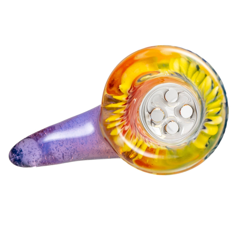 Kevin Howell - Martini Slide - 4 Hole - 18mm - Lemon Drop & Fruit Stripe Linework w/ Pink Slyme - The Cave
