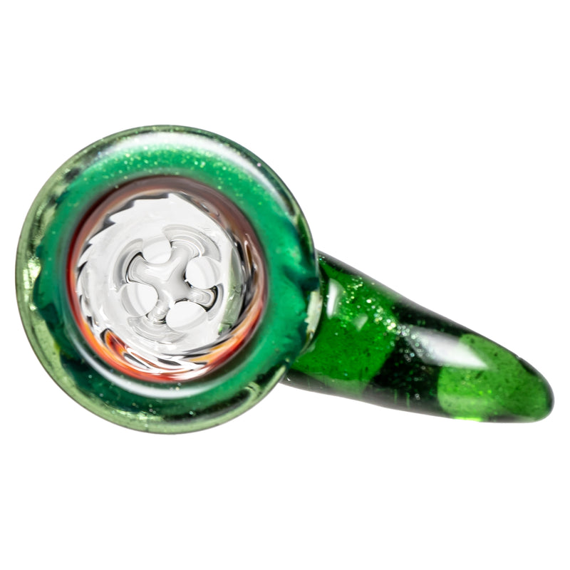 Kevin Howell - Martini Slide - 4 Hole - 14mm - Bipolar Linework - w/ Green Stardust - The Cave