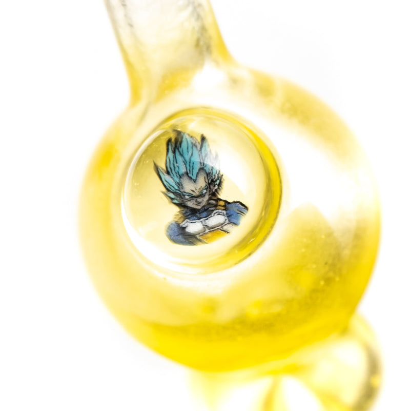 Keys Glass - Spinner Bubble Cap - S.S. Blue Vegeta - Yellow Satin - The Cave