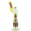Leisure - Worked Diffy 13 Arm Double Bubbler - Slyme w/ Rasta Retti - The Cave