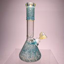 Mary Jane's Glass Studio - 10" Beaker - 32x4 - Fume W&R Aqua - The Cave