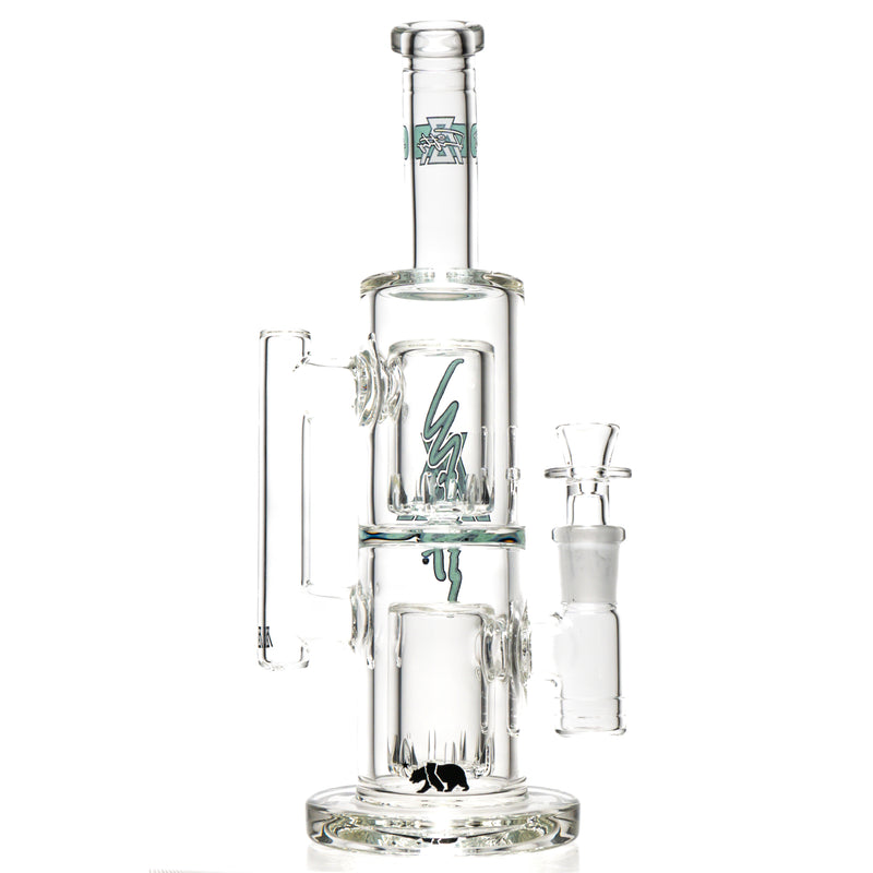 Moltn Glass - Fifty Bubbler - Double Can Perc - Green Sig. Logo - The Cave